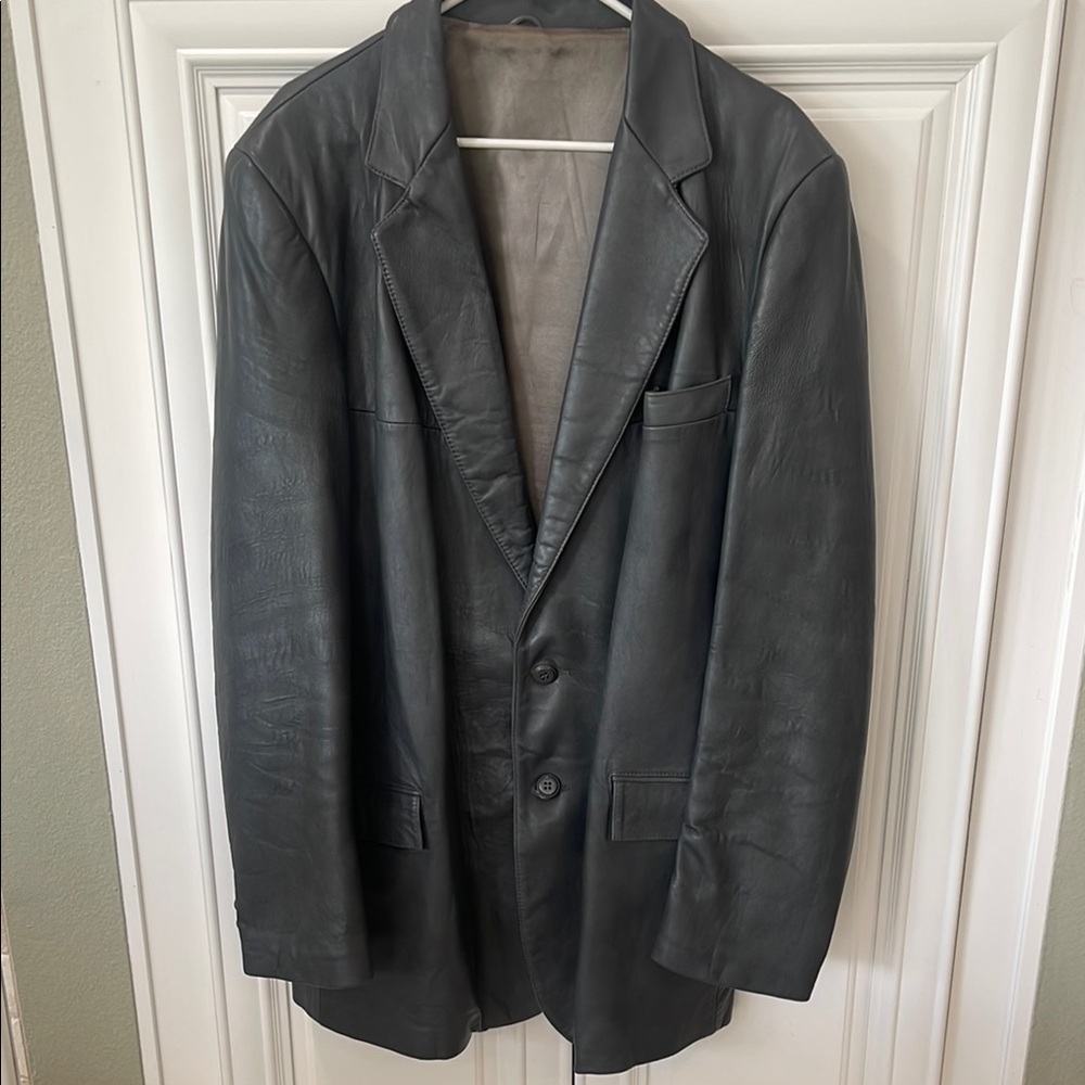Vintage Grey Clipper Mist Men’s leather Coat size 46 X- long